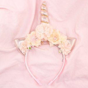 Pastel Pink Unicorn Floral Headband
